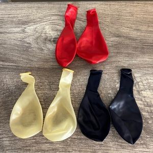 Loose Lot of 6 Vintage Latex Balloons Looner 2 Red 2 White 2 Blue 5” Length